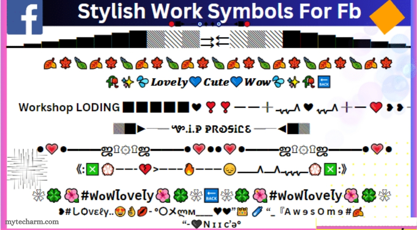 Stylish Work Symbols For Fb